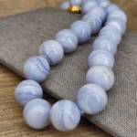 Collier Calcédoine Bleue