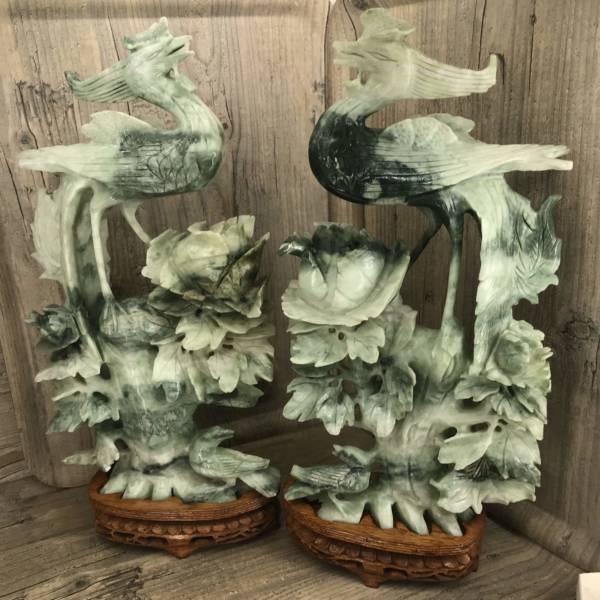 Paire Statuettes en Jade