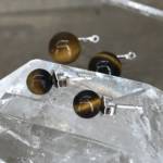Double Boucles d'Oreilles Œil de Tigre