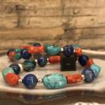 Bracelet en Lapis Lazuli, Corail et Turquoise