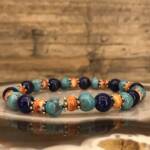 Bracelet en Lapis Lazuli, Corail et Turquoise
