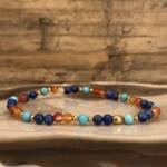 Bracelet en Cornaline, Turquoise et Lapis Lazuli