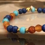 Bracelet en Cornaline, Turquoise et Lapis Lazuli