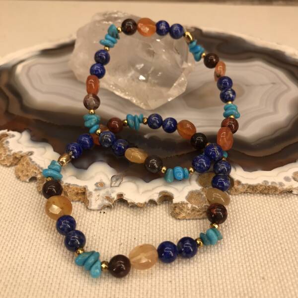 Bracelet en Cornaline, Turquoise Lapis Lazuli et Jaspe