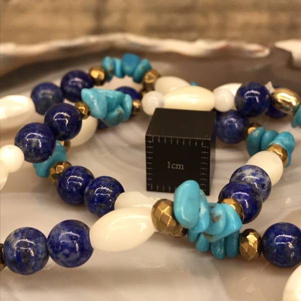 Bracelet en Lapis Lazuli, Nacre et Turquoise