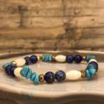 Bracelet en Lapis Lazuli, Nacre et Turquoise