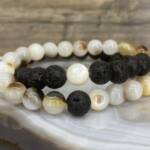 Bracelets "Toi & Moi" En Nacre et Pierre de Lave