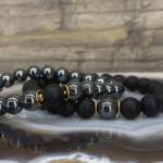 Bracelets "Toi & Moi" En Hématite et Agate Noire