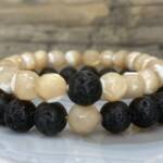 Bracelets "Toi & Moi" En Nacre Et Pierre de Lave