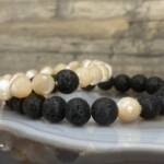 Bracelets "Toi & Moi" En Nacre Et Pierre de Lave