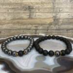 Bracelets "Toi & Moi" En Hématite et Agate Noire