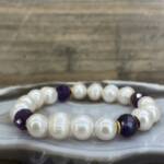 Bracelet en Améthyste et Perle de Culture d'Eau douce