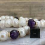 Bracelet en Améthyste et Perle de Culture d'Eau douce