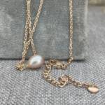 Pendentif de Culture d'Eau douce sur Chaine Gold-Rose