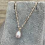Pendentif de Culture d'Eau douce sur Chaine Gold-Rose