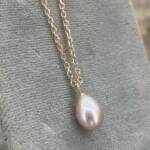 Pendentif de Culture d'Eau douce sur Chaine Gold-Rose