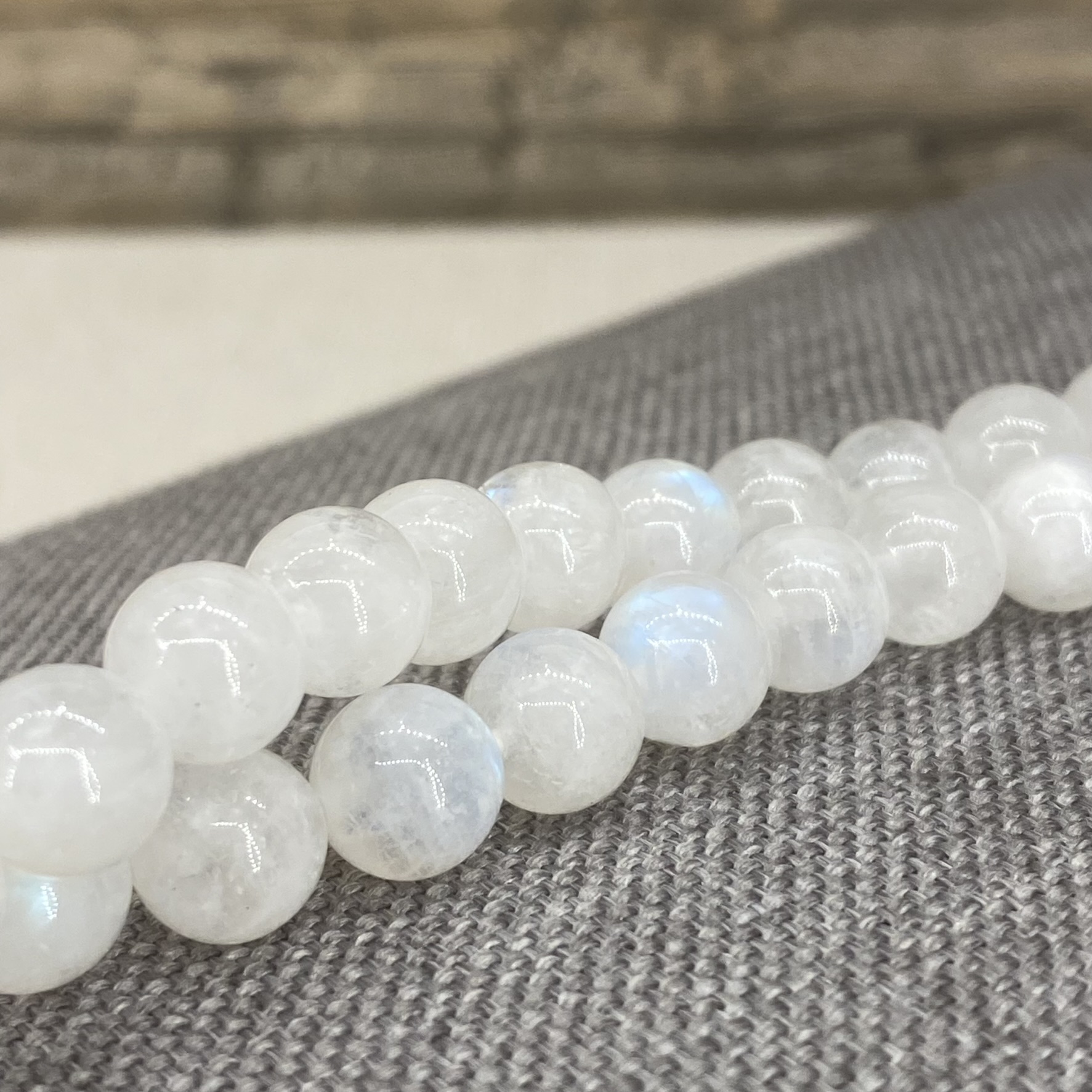 Bracelet pierre de lune adulaire blanche du Sri Lanka perles de