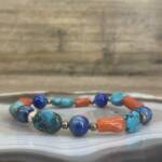 Bracelet en Lapis Lazuli, Corail et Turquoise