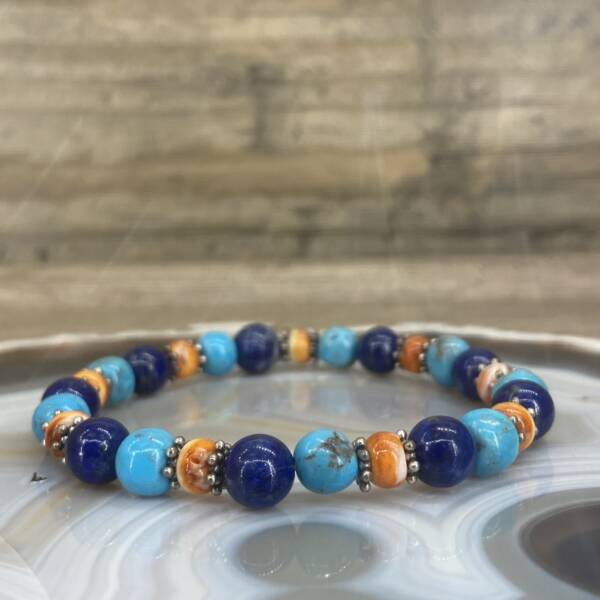 Bracelet en Cornaline, Turquoise et Lapis Lazuli