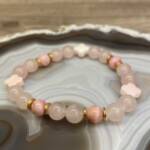 Bracelet en Quartz Rose, Rhodochrosite et Nacre