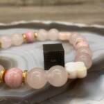 Bracelet en Quartz Rose, Rhodochrosite et Nacre