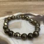 Bracelet en Hématite Facettée et Pyrite