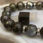 Bracelet en Hématite Facettée et Pyrite