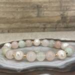 Bracelet en Quartz Rose, Jade et Perle de culture d'Eau Douce