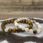Bracelets "Toi & Moi" en Œil de Tigre et Nacre