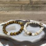 Bracelets "Toi & Moi" en Œil de Tigre et Nacre