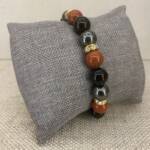 Bracelet Onyx, Jaspe rouge, Hématite