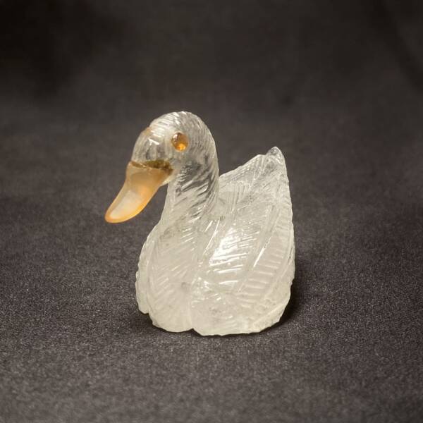 Canard en Cristal de Roche, Cornaline