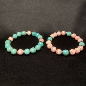 Duo Bracelet Amazonite et Rhodocrosite