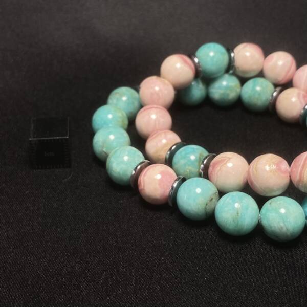 Duo Bracelet Amazonite et Rhodocrosite