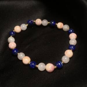 Bracelet Quartz Rose, Rhodochrosite et Lapis