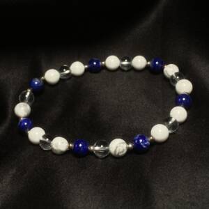 Bracelet Cristal de Roche, Howlite et Lapis