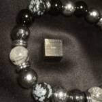 Bracelet Onyx, Hématite, Quartz Tourmaline et Obsidienne Mouchetée
