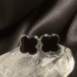 Boucles d'oreilles Trèfle Onyx