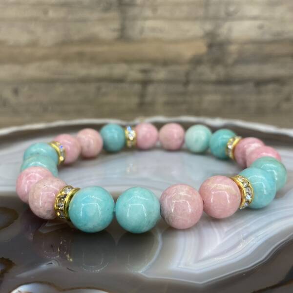 Bracelet en Amazonite et Rhodochrosite