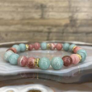 Bracelet en Amazonite et Rhodochrosite