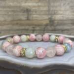 Bracelet en Rhodochrosite, Quartz Rose et Aigue Marine