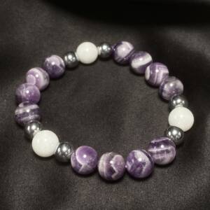 Bracelet Améthyste, Agate Blanche et Hématite
