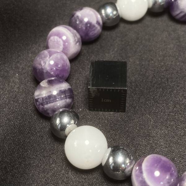 Bracelet Améthyste, Agate Blanche et Hématite