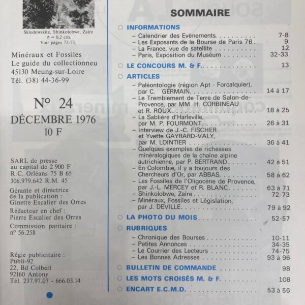 Minéraux et fossiles n°24