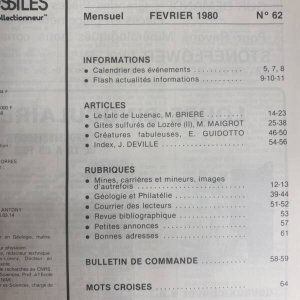 Minéraux et fossiles n°62