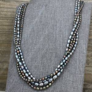 Collier en Perles de culture d’Eau Douce Teintée