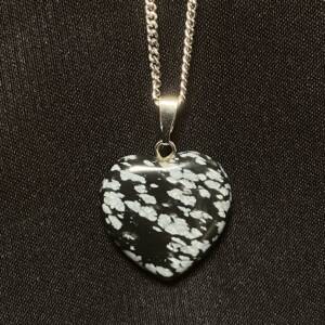 Pendentif en forme de cœur en Obsidienne mouchetée