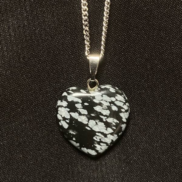 Pendentif en forme de cœur en Obsidienne mouchetée