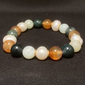 Bracelet composé en Jade, Cornaline Agate mousse et perles