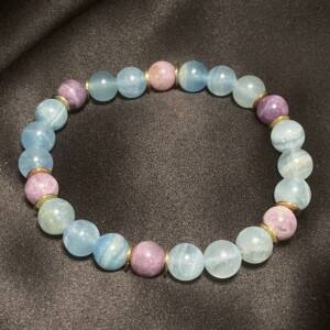Bracelet Calcite bleue, Lépidolite
